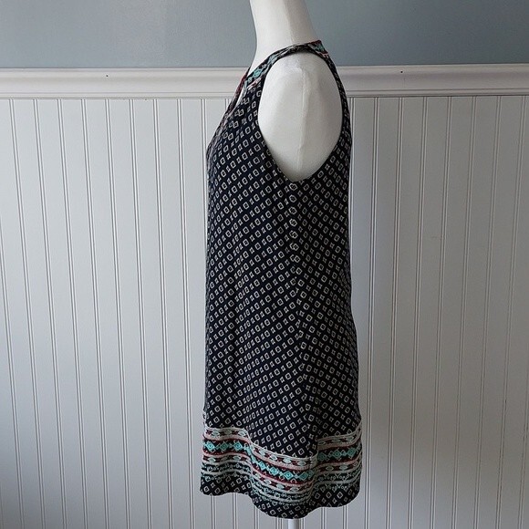THML Black Embroidered Boho Sheath Dress Notch V Neck Sleeveless Small - Picture 4 of 11